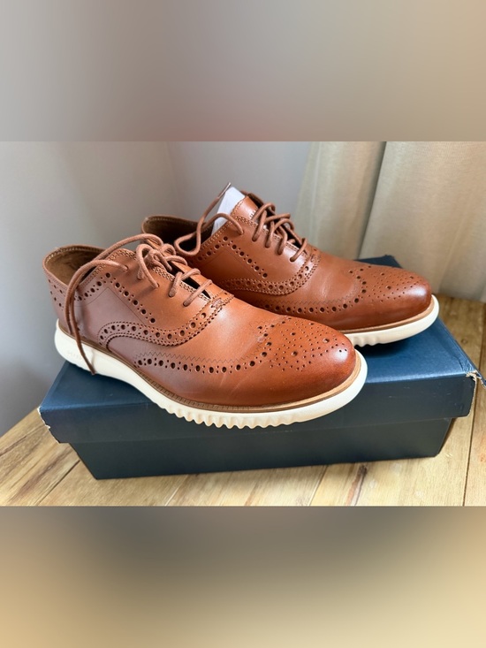 Cole Haan Grand Brown Leather Wingtip Derbys Size 8.5 NIB